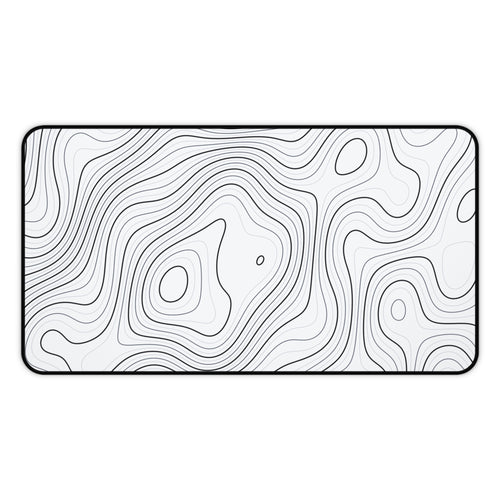 Lunar White Topo Desk Mat – Non-Slip Neoprene Gaming & Office Pad