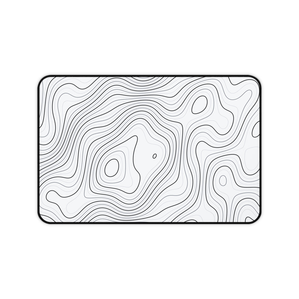 Lunar White Topo Desk Mat – Non-Slip Neoprene Gaming & Office Pad